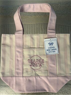 Trader Joe’s PINK Striped Mini Canvas Tote Bag Rare NWT 2026 Free Gift🎁Fast Ship